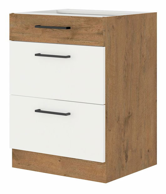 Dolní kuchyňská skříňka Virion 60 D 3S BB (dub lancelot + lesk bílý)