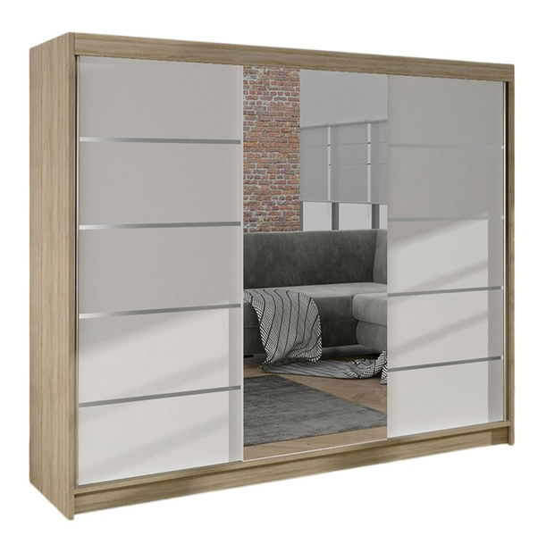 Šatní skříň s posuvnými dveřmi Galiana VI (sonoma + bílý)