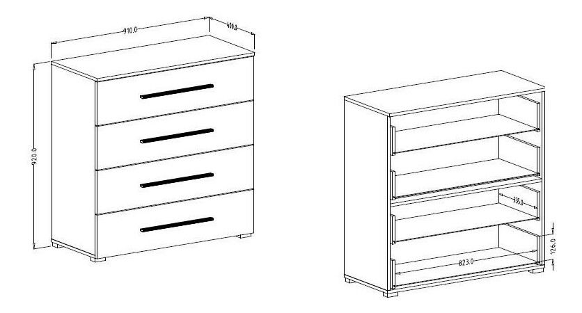 Komoda Benson MW27 (dub mauvella + černá)
