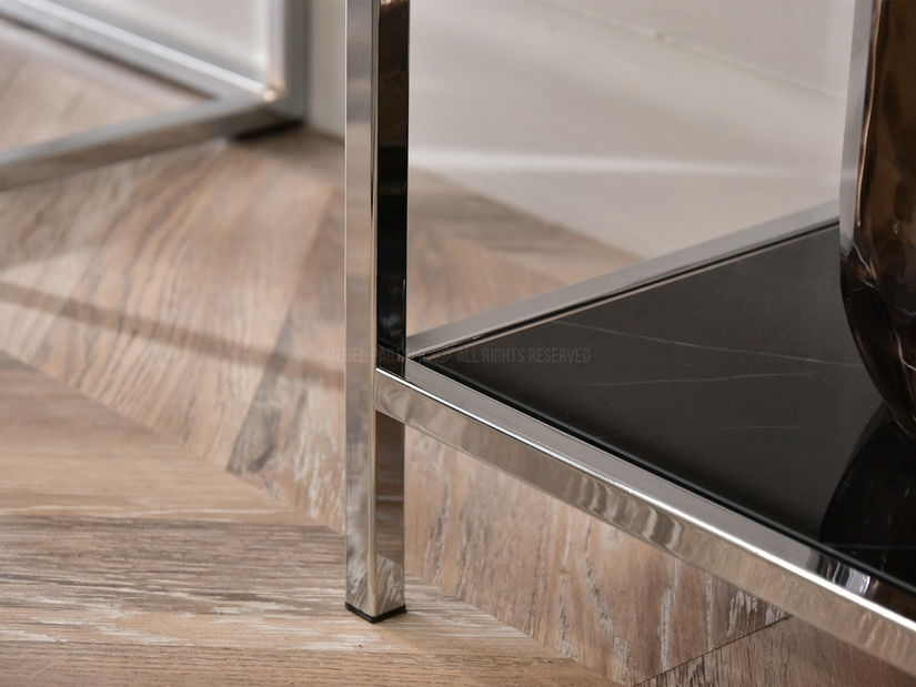 Regál Crips (černý mramor + chromová)