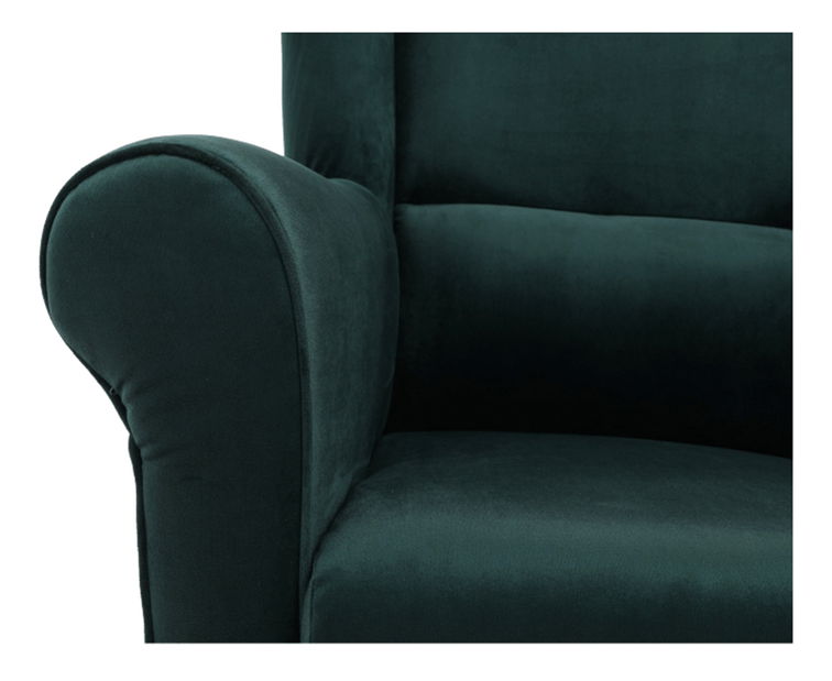 Křeslo ušák s taburetem Aevo (smaragdová)