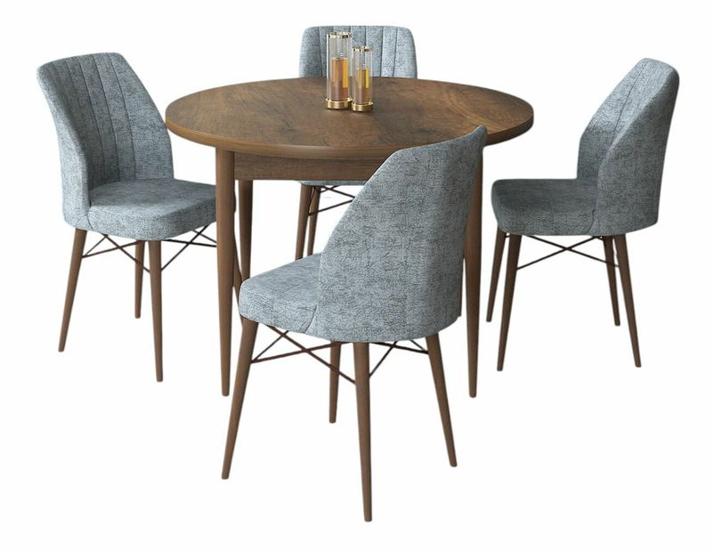 Jídelní set Roxie (ořech barokní + zelená) (pro 4 osoby)