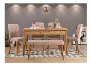 Jídelní set Senteago 2 (pro 6 osob) (borovice atlantická + kamenná)