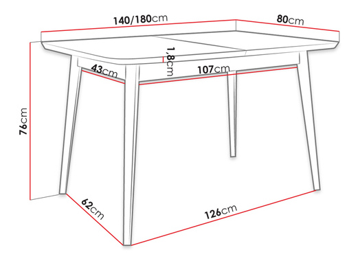 Rozkládací stůl Daria 140x80 (natural)
