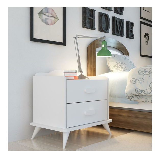 Noční stolek Adieu (bílá)