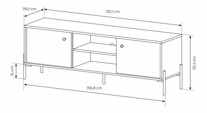 TV stolek/skříňka Scandia 153 2D (dub scandi + jedlička scandi)