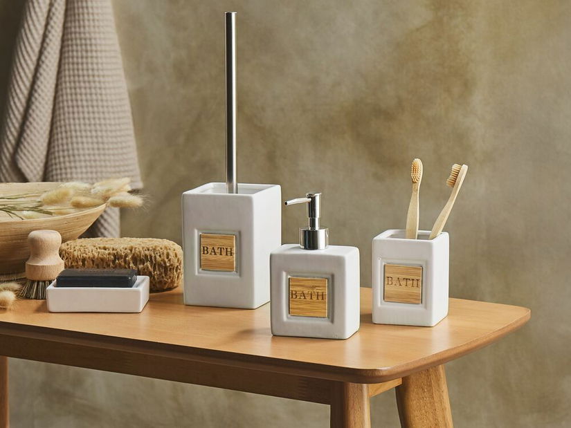 Koupelnové doplňky Kouza (béžová + světlé dřevo)