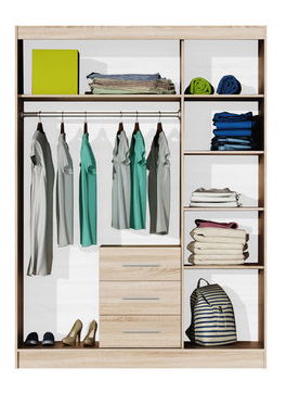 Šatní skříň Lenona D3 (dub wellington) (se zrcadlem)