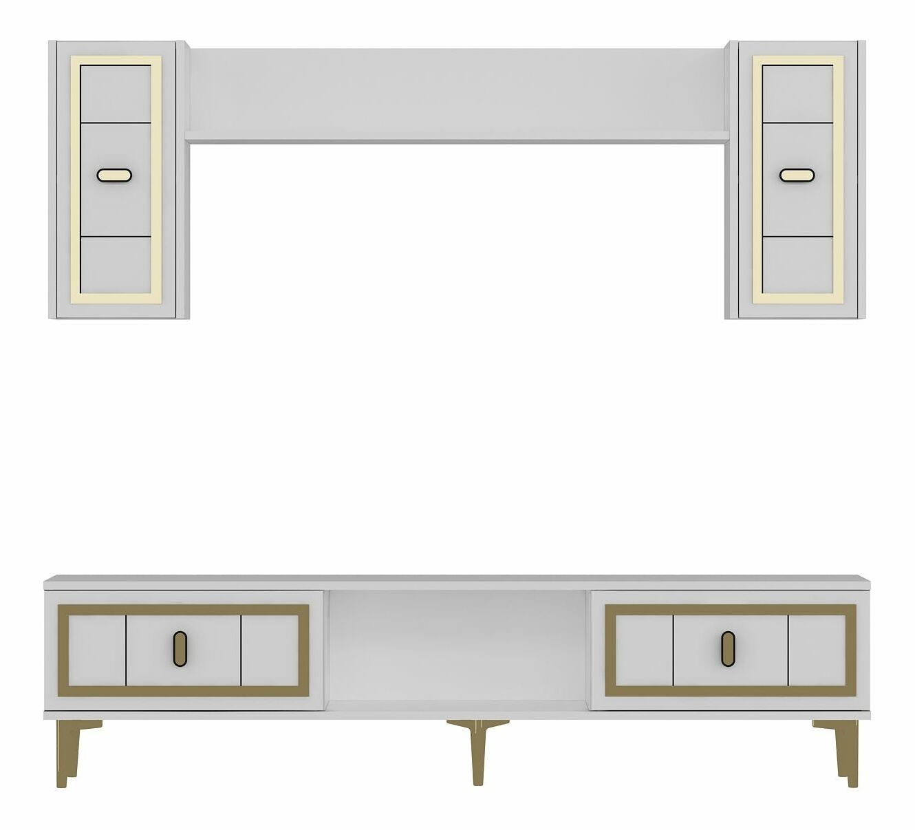 Obývací stěna Orino (bílá + zlatá)