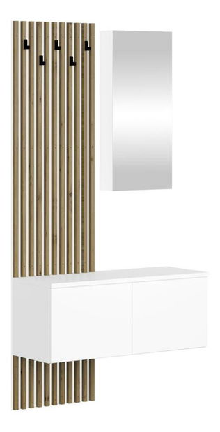 Předsíňová sestava Reboka (bílá + dub artisan)