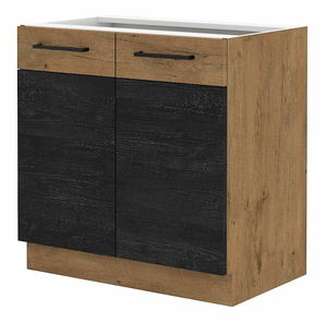 Dolní kuchyňská skříňka Virion 80 D 2F BB (dub lancelot + tmavé dřevo)