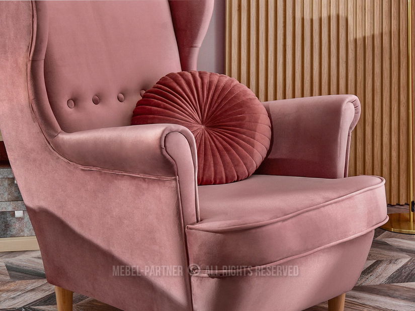 Relaxační křeslo Margis (pastelová růžová + buk)