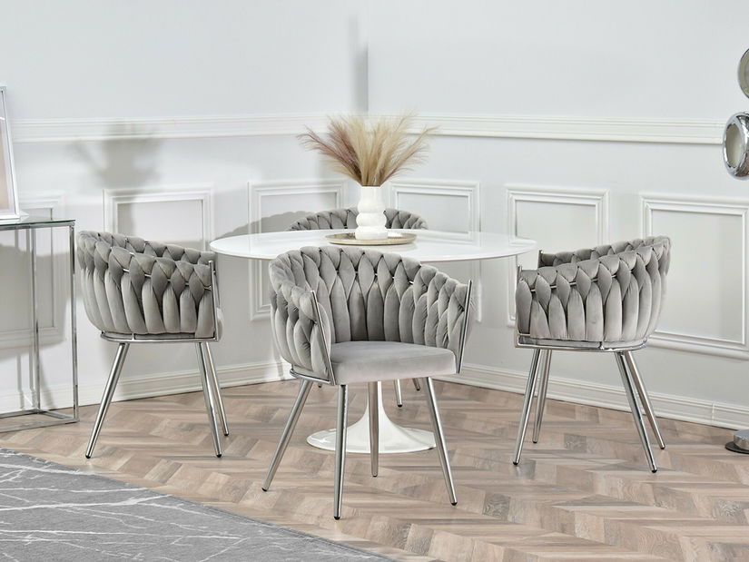 Jídelní židle Radio (šedá + stříbrná)