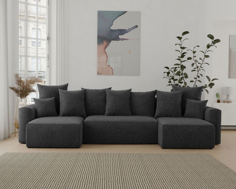 Rohová sedačka Denia U (černá) (L)