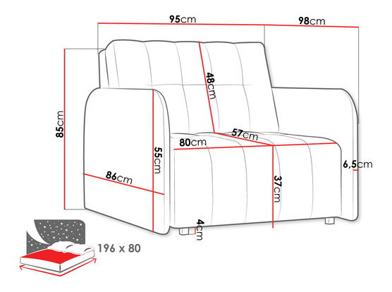Rozkládací křeslo Carivia Grand I (šedá) (s úl. prostorem)