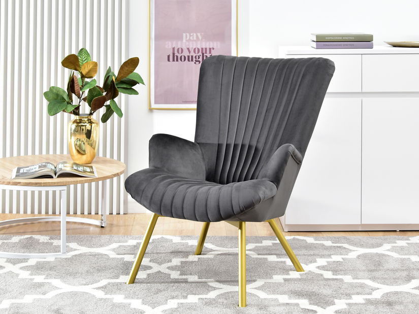 Relaxační křeslo Lanzaris (grafitová + zlatá)