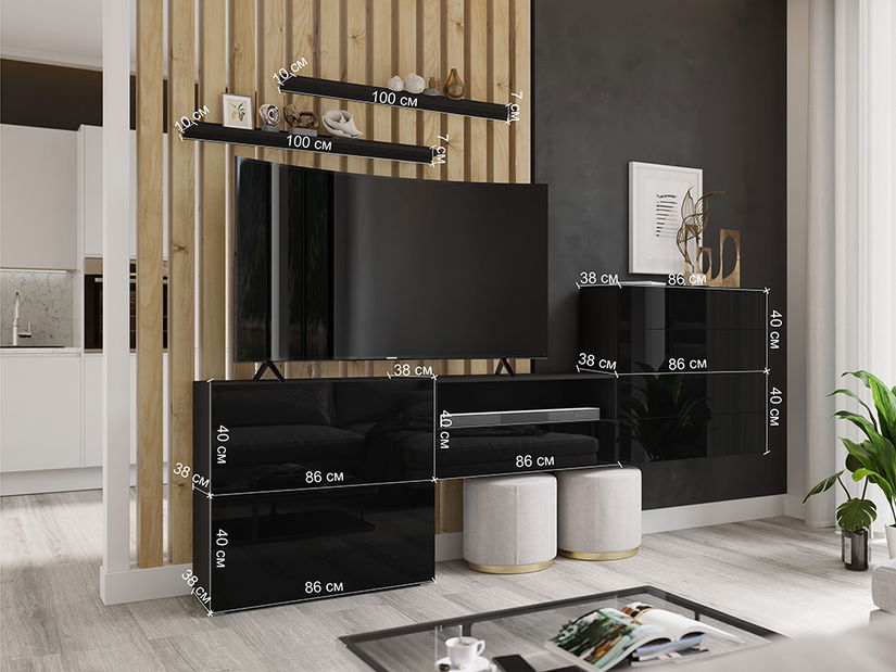 Obývací stěna Berny 52 (bílá + bílý lesk)