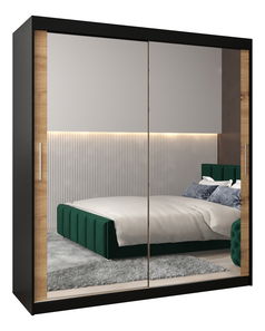 Šatní skříň 180 cm Toki 3 (Černá matná + Dub artisan)