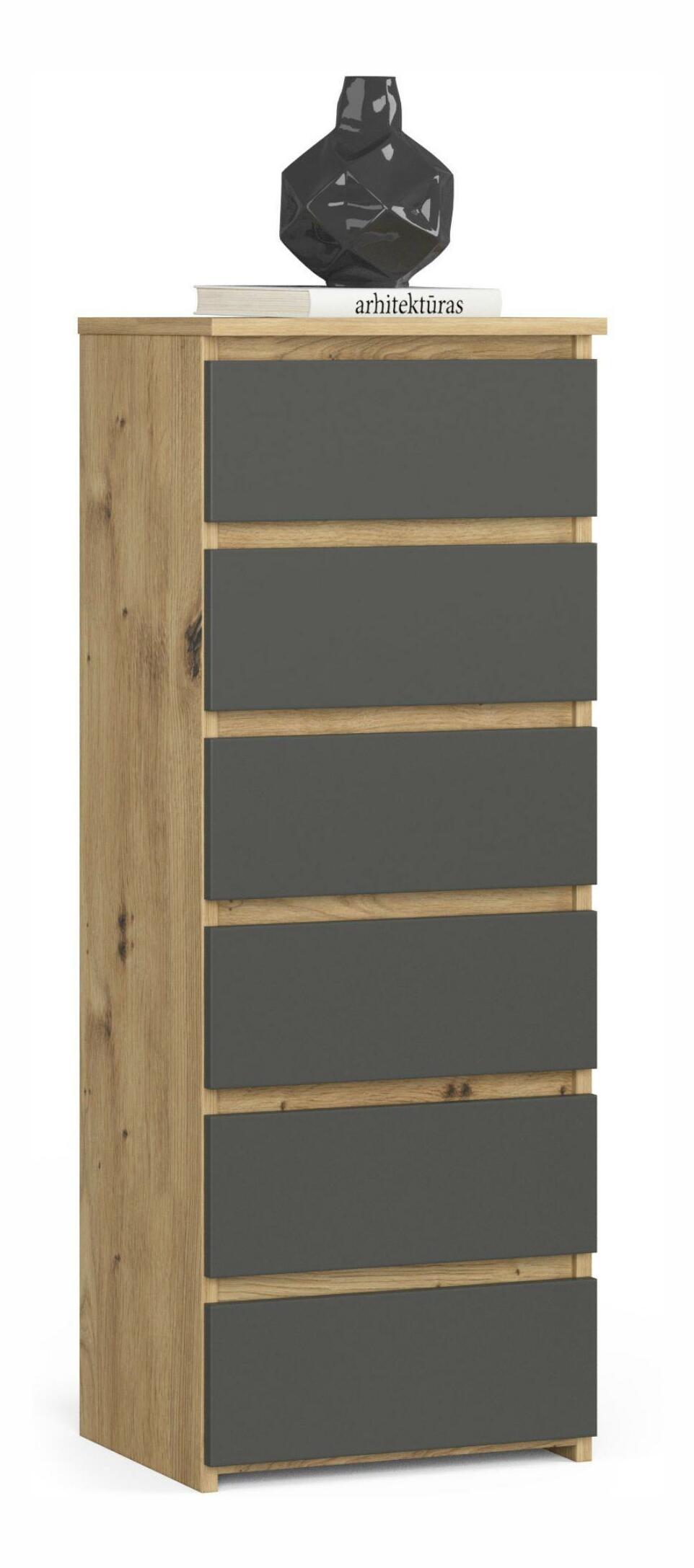 Komoda Cipriano V (dub artisan + šedá)