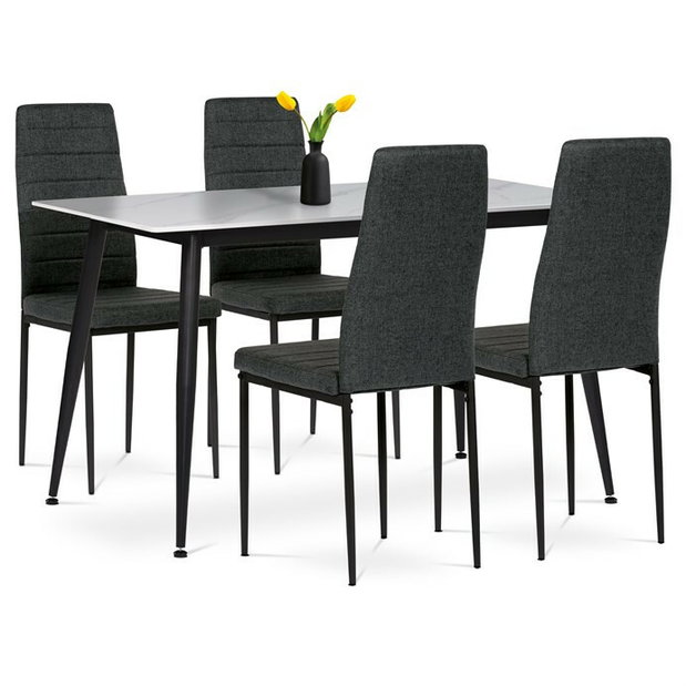 Jídelní set se 4 židlemi Asencio (šedá)