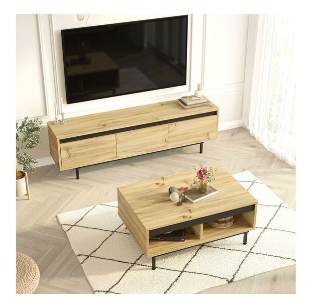 Sada nábytku do obývacího pokoje Levoretta 33 (dub + černá)