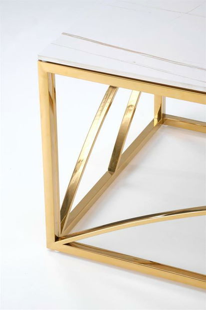 Konferenční stolek Un 3 (bílý mramor + zlatá)