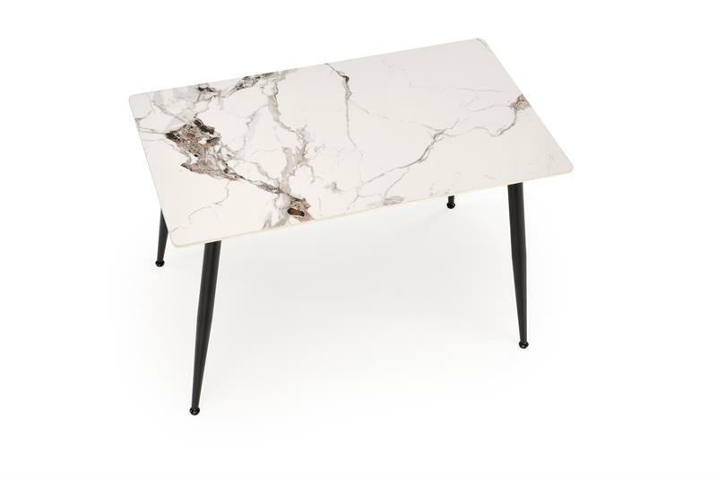 Jídelní stůl Emilo 120 (bílý mramor + černá) (pro 4 osoby)