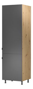 Kuchyňská skříňka na vestavěnou ledničku D60ZL Langari (dub artisan + šedá matná) (L)