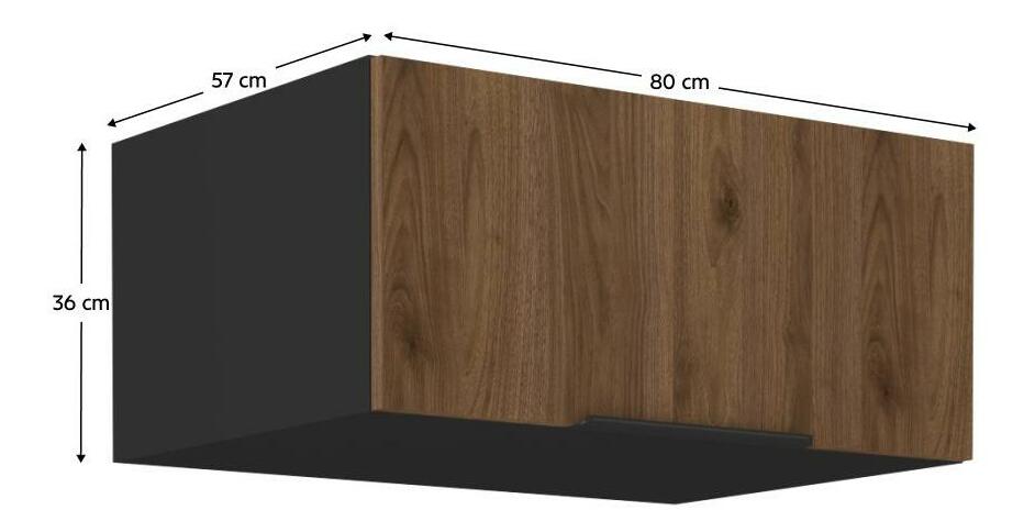 Horní kuchyňská skříňka Monzesa 80 NAGU 36 1F (ořech okapi + černá)