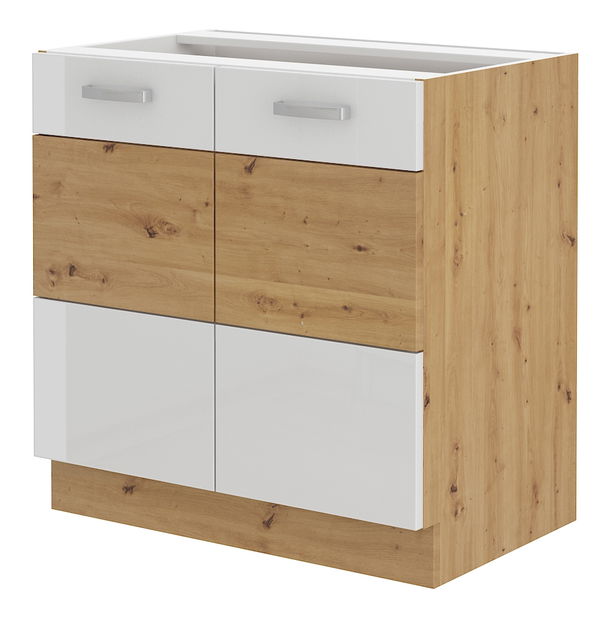 Dolní kuchyňská skříňka Arryn 80 D 2F BB (dub artisan + lesk bílý)