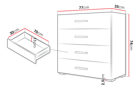 Komoda Teratino 4SZ (bílá)