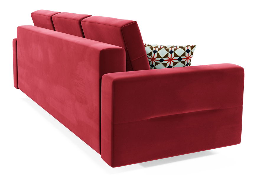 Rozkládací pohovka Bergenia (červená + vzorované polštáře)