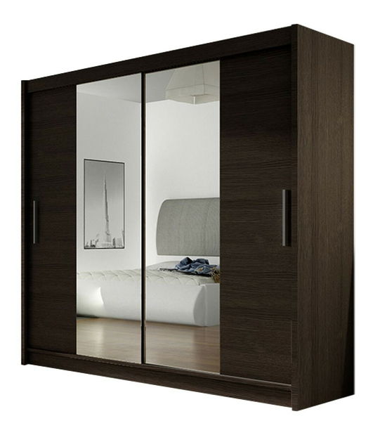 Skříň s posuvnými dveřmi Lena II (černá) (bez osvětlení) *bazar