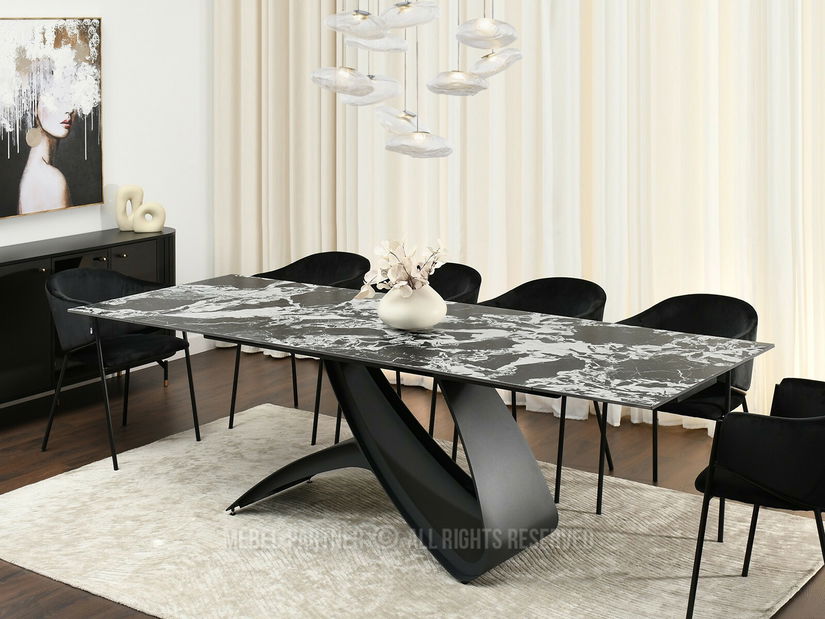 Jídelní stůl Caramelos (mramor + černá)