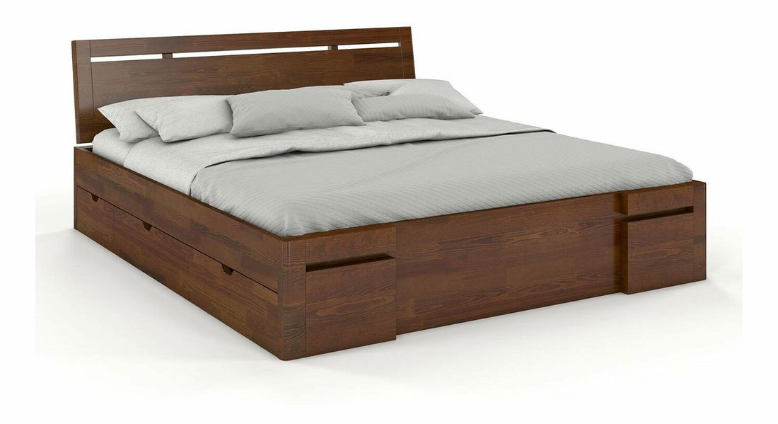 Manželská postel 180 cm Naturlig Bokeskogen High Drawers (borovice)