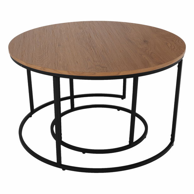 Set 2 konferenčních stolků Ilak (dub + černá)