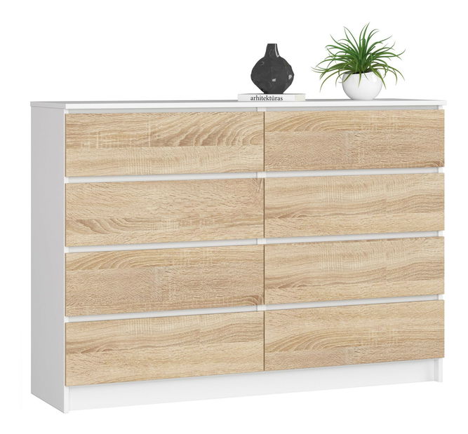 Komoda Keanu III (bílá + dub sonoma)