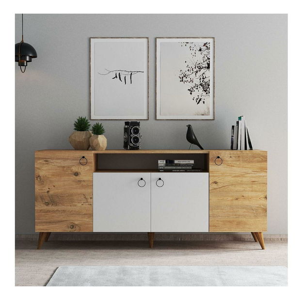 Skříňka Lesetu 2 (bílá + borovice atlantická)