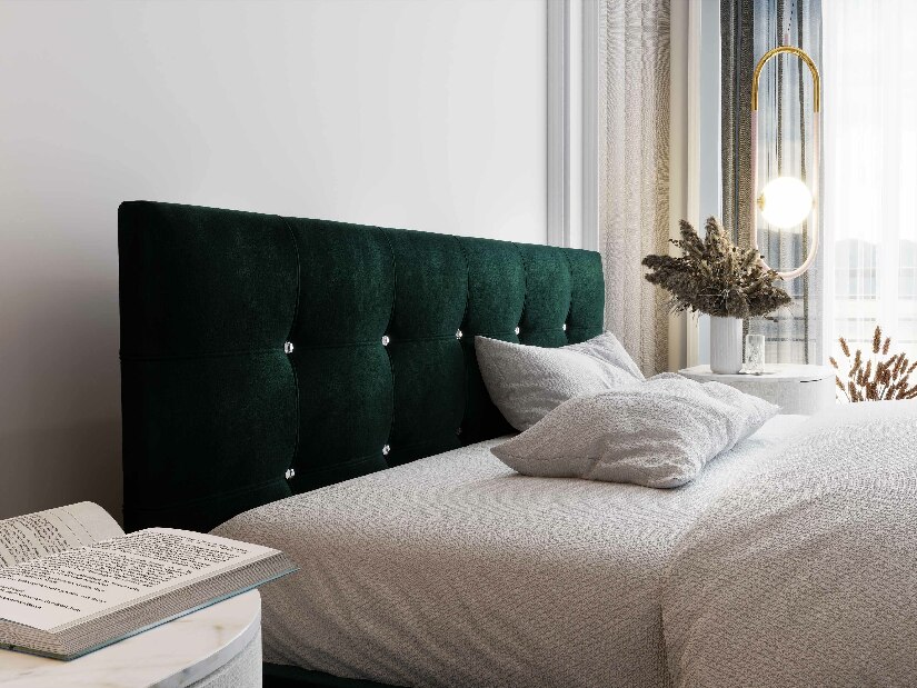 Manželská postel 180 cm Darrin (tmavě zelená) (s roštem a úložným prostorem)