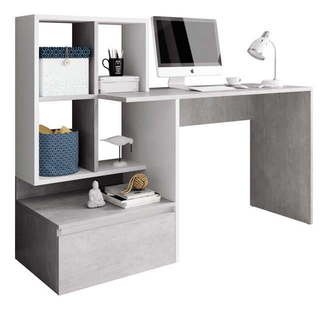 PC stolek Nurvo (beton + bílá)