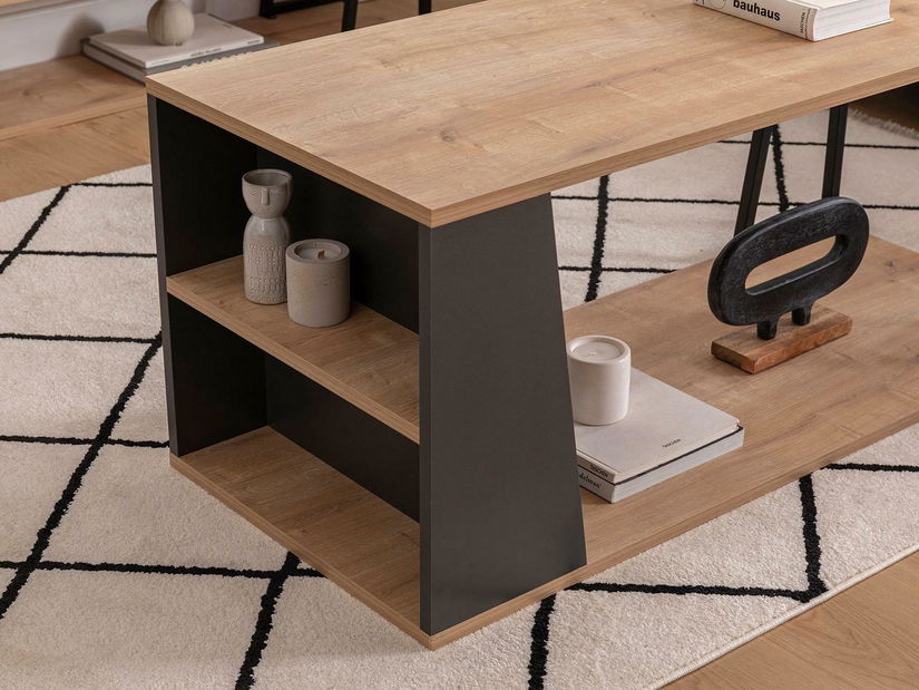 Konferenční stolek Nidupe 2 (dub safírový + černá)