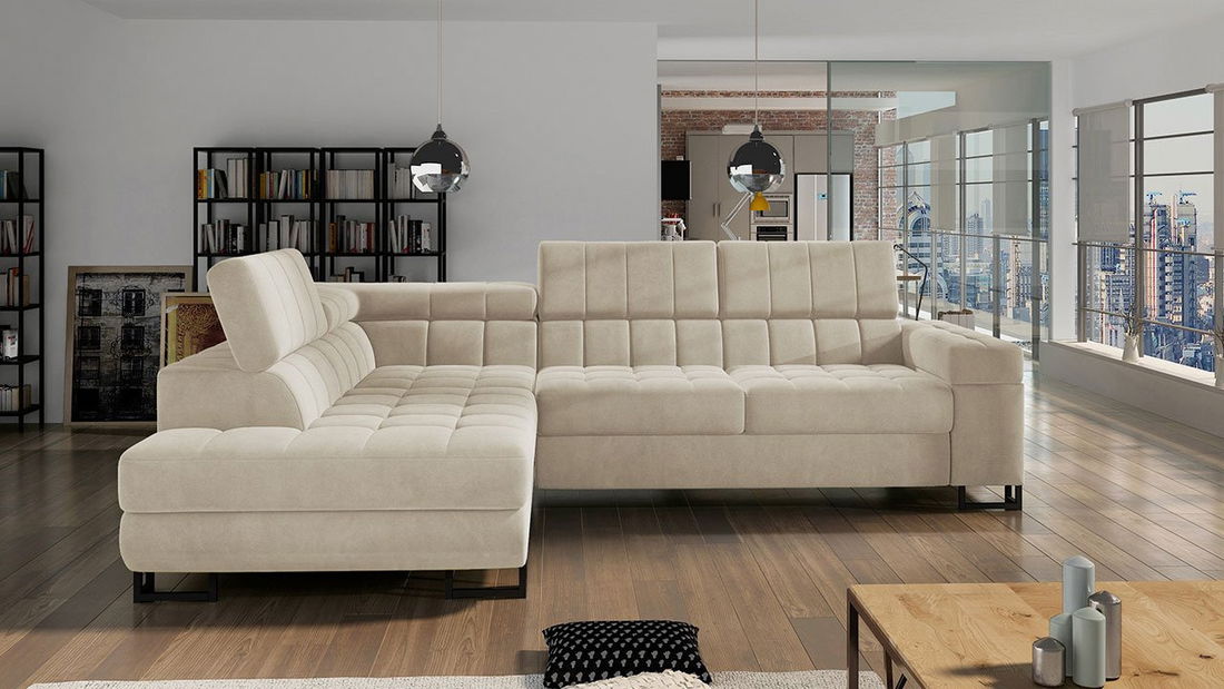 Rohová sedací souprava Zanara (tmavobéžová)