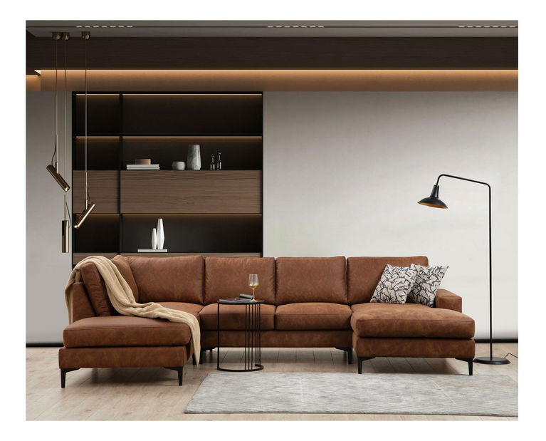 Rohová sedačka U Portobeno 2 (tmavě oranžová + černá)