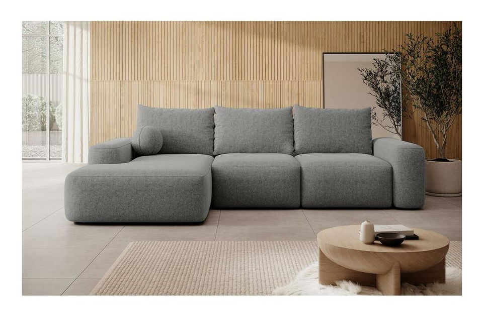 Rohová sedací souprava Carlito (L) (šedá tmavá + černá)