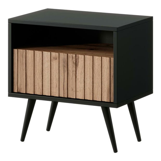 Noční stolek Biel B3 (černá + dub wotan)