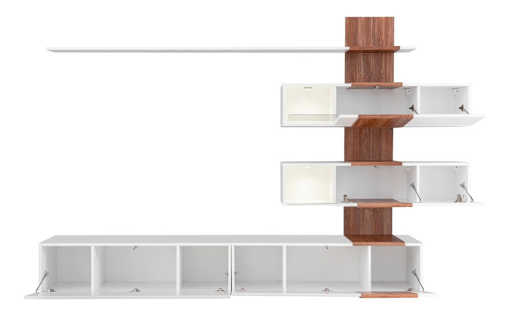 Obývací stěna Georgie 29 WRS QL (bílá + dub sterling) (s osvětlením)