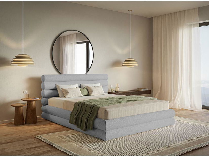 Manželská postel 160 cm Buffalo 160 (s roštem) (s úl. prostorem) (světle šedá + černá)