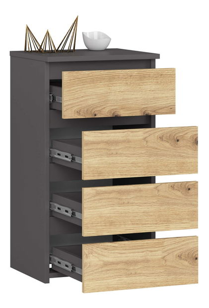 Komoda Cipriano II (šedý grafit + dub artisan)