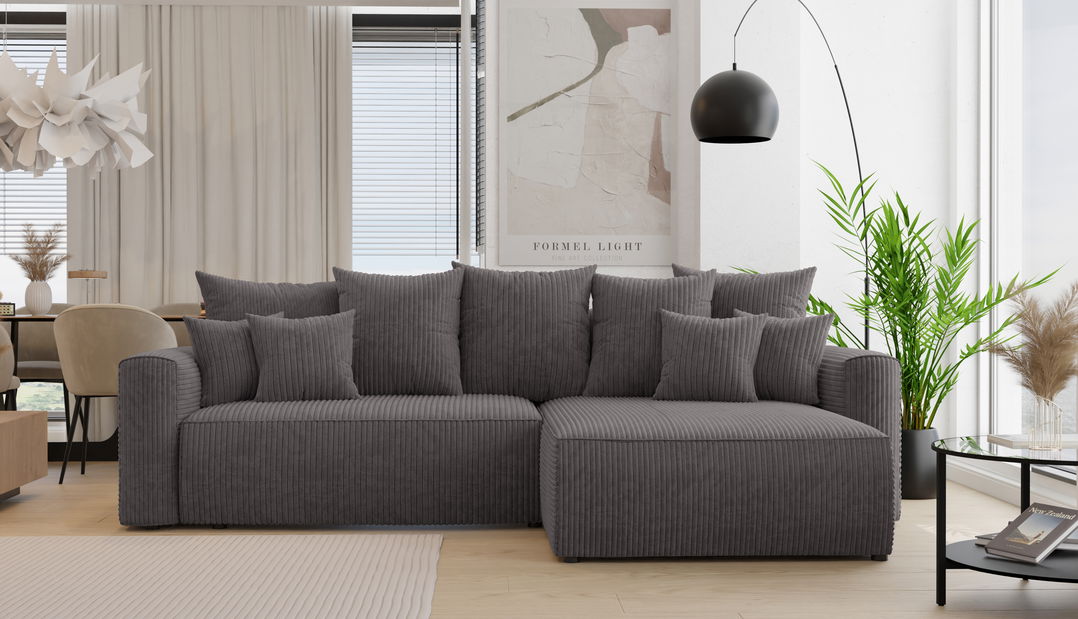 Rohová sedačka Baria (P) (šedočerná)