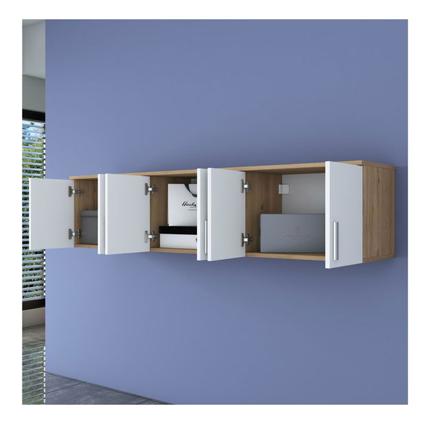 Závěsná skříňka Eladona 14 (ořech + bílá)